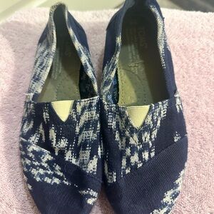 TOMS Blue and White Casual Slip-Ons